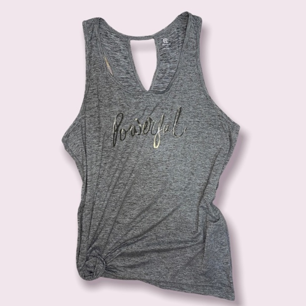 Ladies' Champion Foil Graphic "Powerful" Key Hole Athletic Tank Size Large
